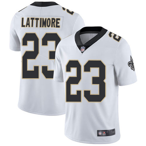 Men New Orleans Saints Limited White Marshon Lattimore Road Jersey NFL Football #23 Vapor Untouchable Jersey